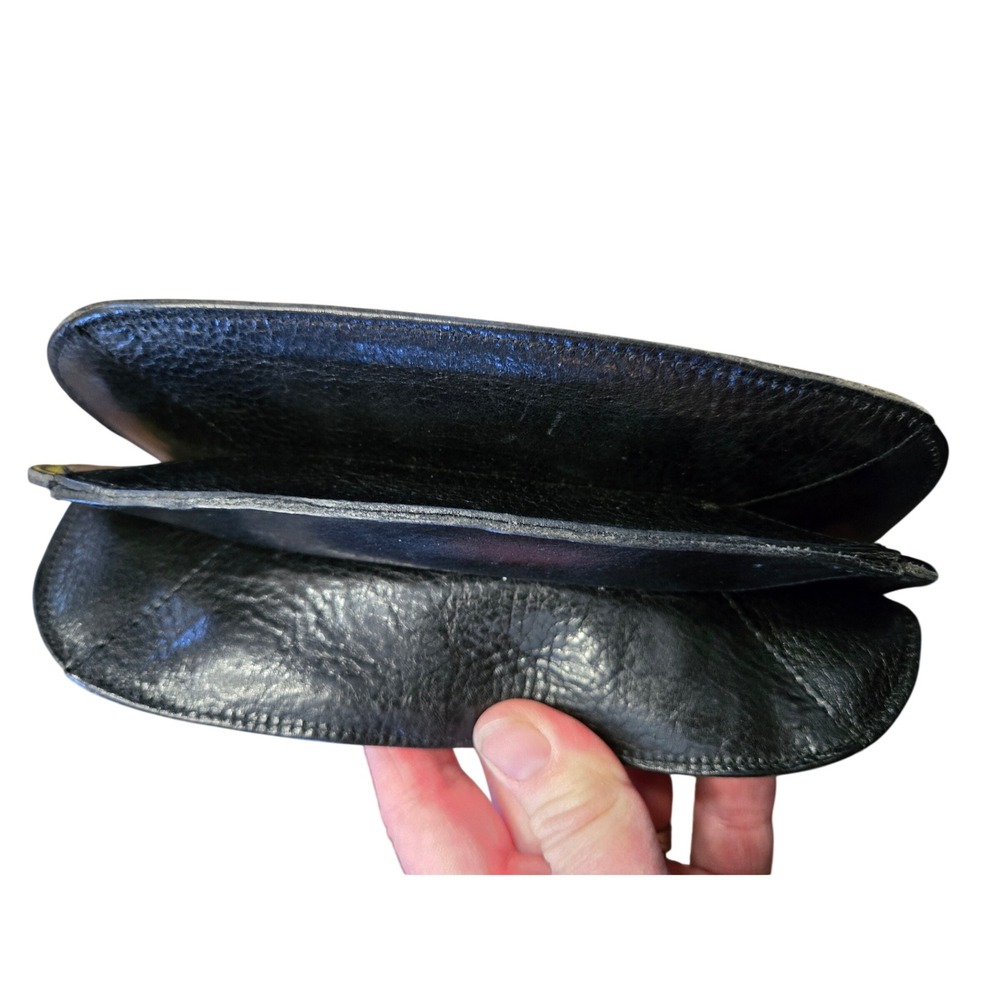 Vintage Black Genuine Leather Crossbody Purse Pebbled Minimalist Classic - Picture 8 of 8